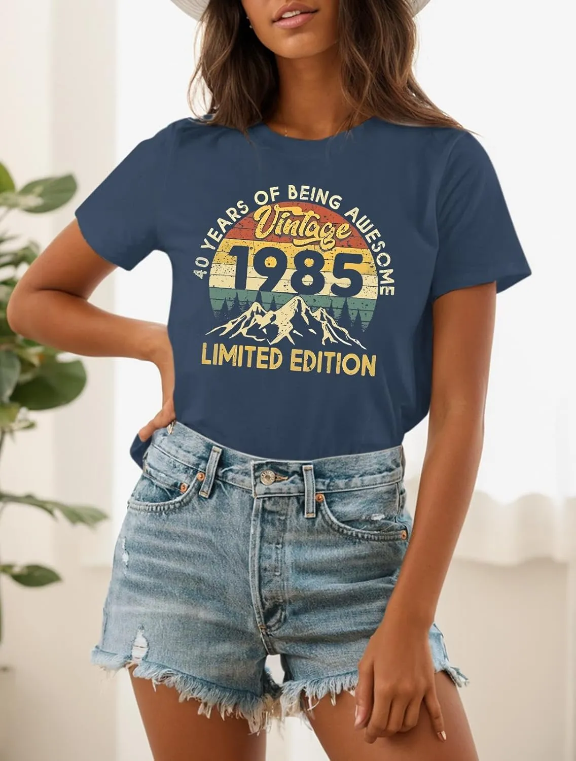 40th Birthday Shirts for Women 1985 Shirt Vintage Graphic Tees Retro Tshirts 40 Year Old Birthday Gifts Casual Tops