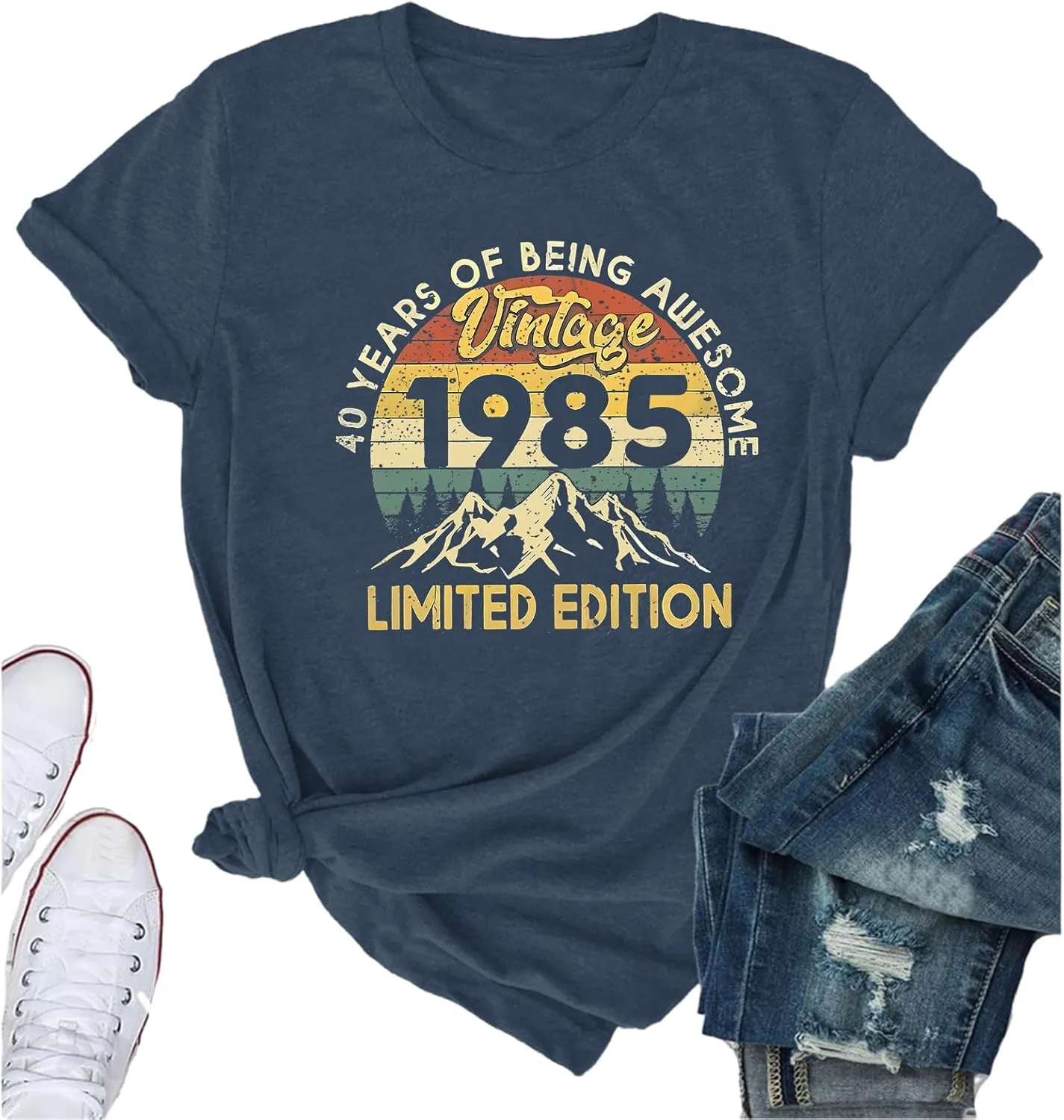 40th Birthday Shirts for Women 1985 Shirt Vintage Graphic Tees Retro Tshirts 40 Year Old Birthday Gifts Casual Tops
