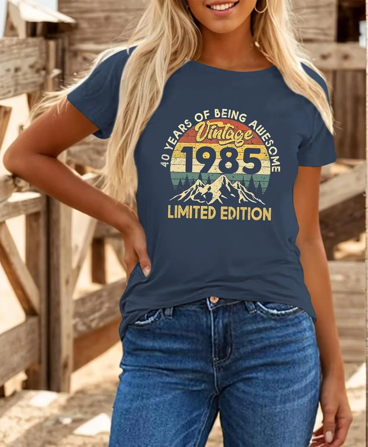 40th Birthday Shirts for Women 1985 Shirt Vintage Graphic Tees Retro Tshirts 40 Year Old Birthday Gifts Casual Tops