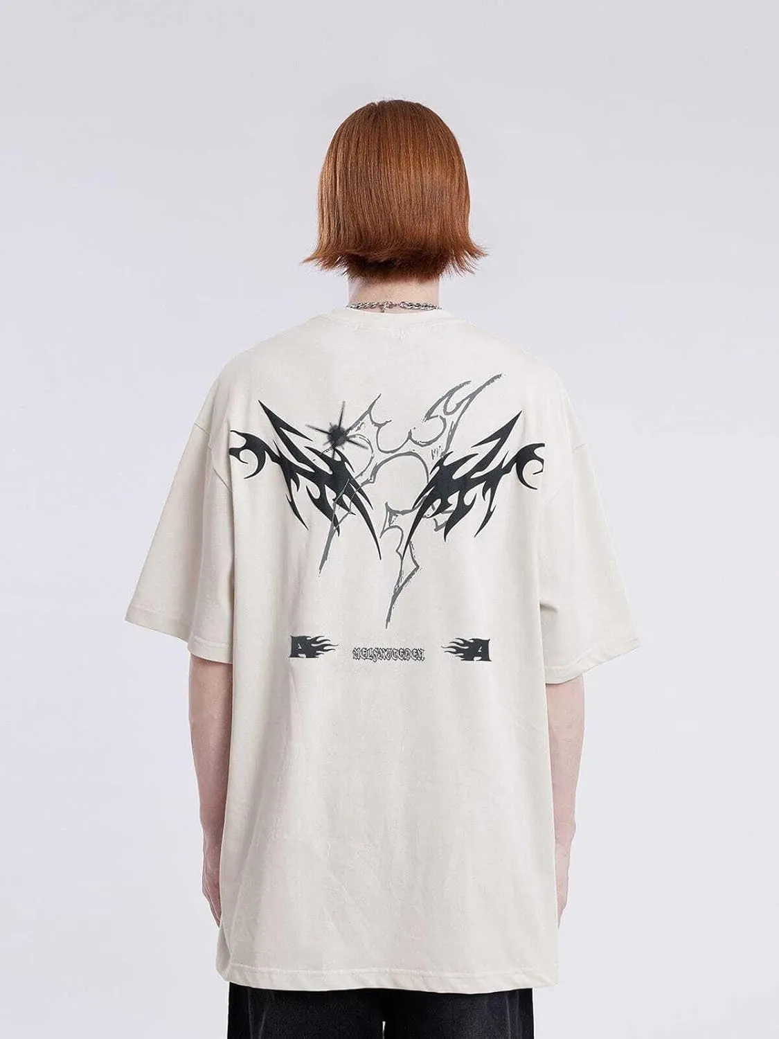 Aelfric Eden Mens Graphic Tees Y2k Flame Star Print Oversized T Shirts Vintage Streetwear Shirt Casual Tops