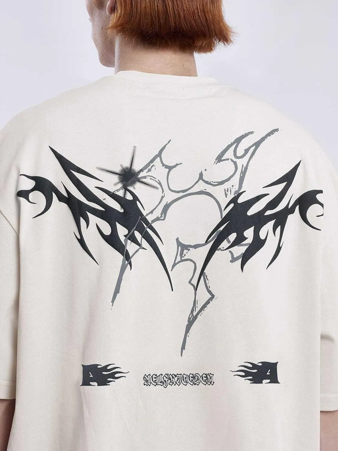 Aelfric Eden Mens Graphic Tees Y2k Flame Star Print Oversized T Shirts Vintage Streetwear Shirt Casual Tops