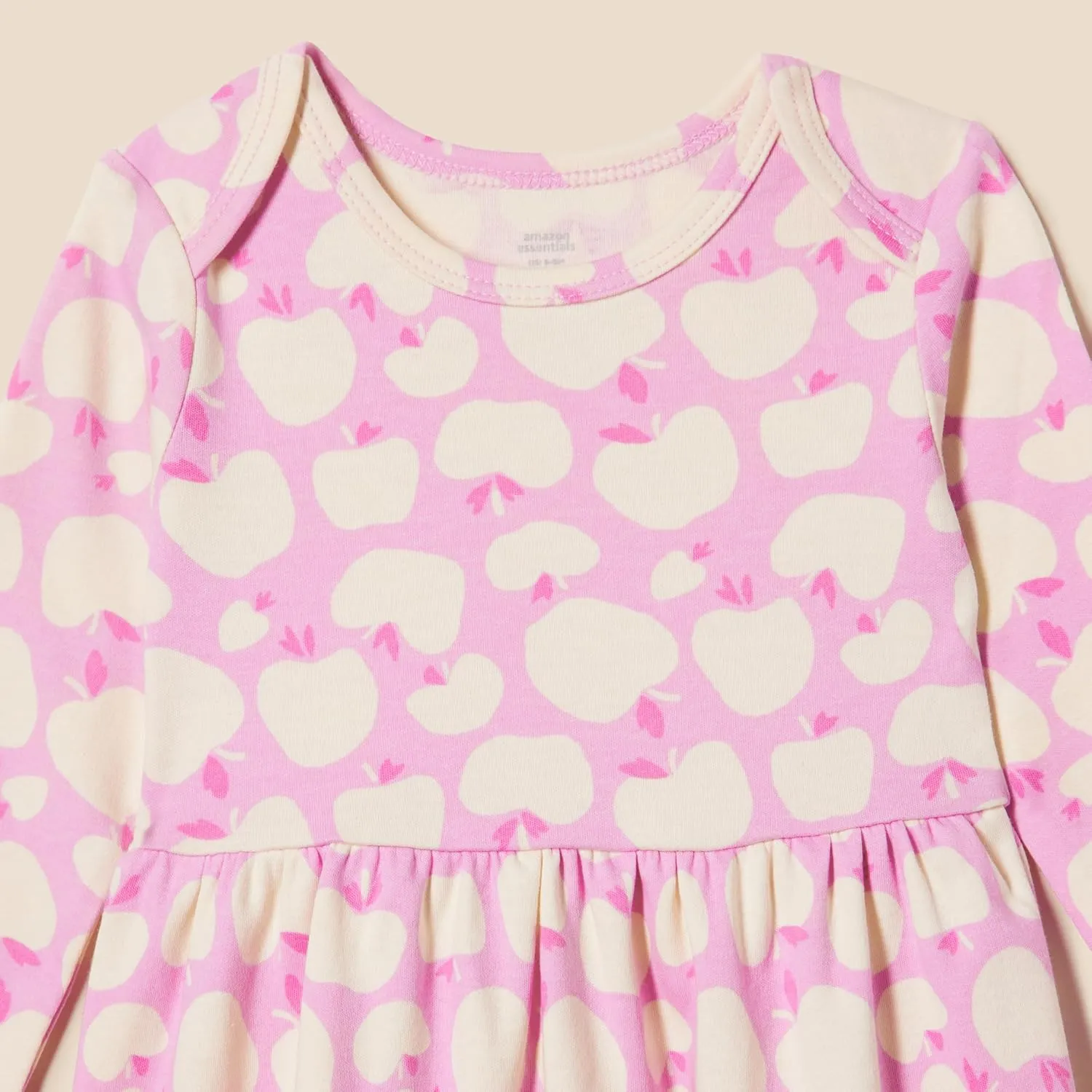 Amazon Essentials Toddlers and Baby Girls' Cotton Long-Sleeve Dress, Pack of 3