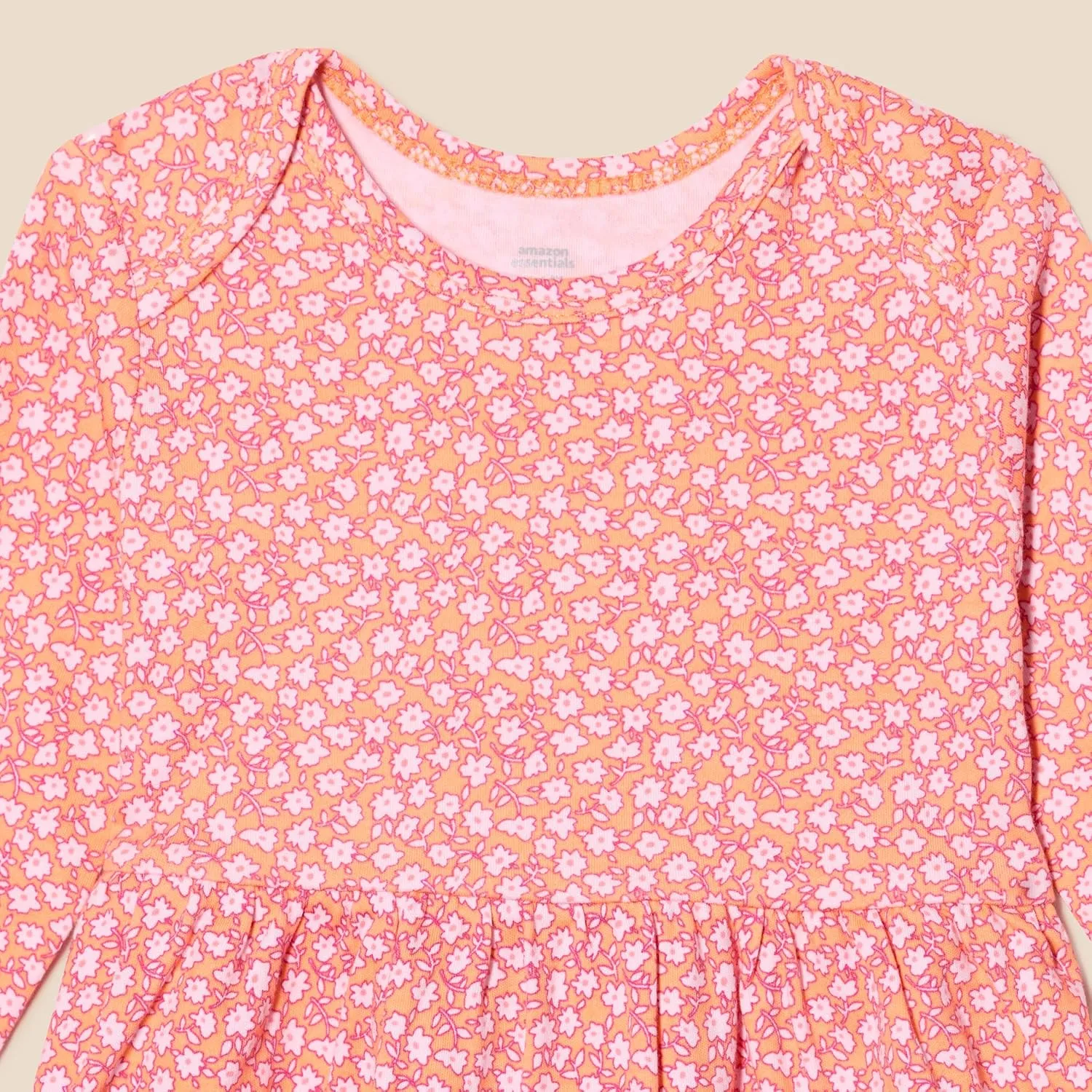 Amazon Essentials Toddlers and Baby Girls' Cotton Long-Sleeve Dress, Pack of 3