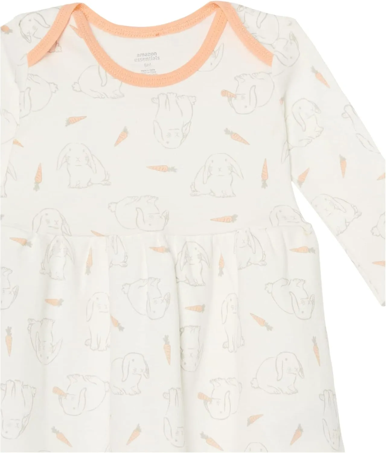 Amazon Essentials Toddlers and Baby Girls' Cotton Long-Sleeve Dress, Pack of 3
