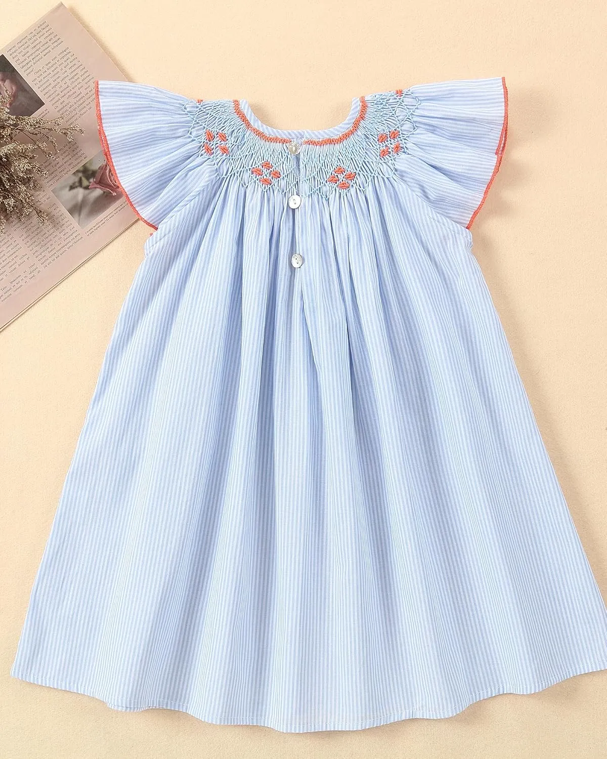 Baby Girl Smocked DressToddlers Cotton Casual Outfit Sleeveless Dresses，Sundress Princess Dress for Summer