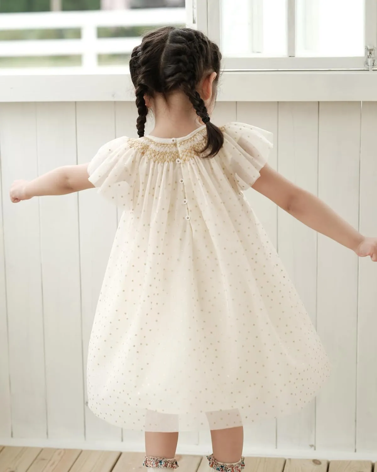 Baby Girl Smocked DressToddlers Cotton Casual Outfit Sleeveless Dresses，Sundress Princess Dress for Summer