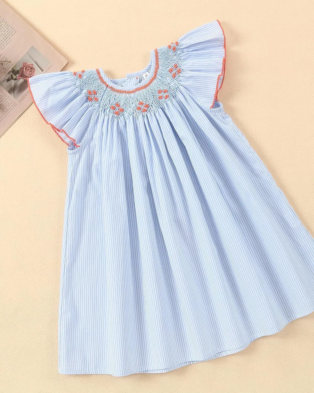 Baby Girl Smocked DressToddlers Cotton Casual Outfit Sleeveless Dresses，Sundress Princess Dress for Summer