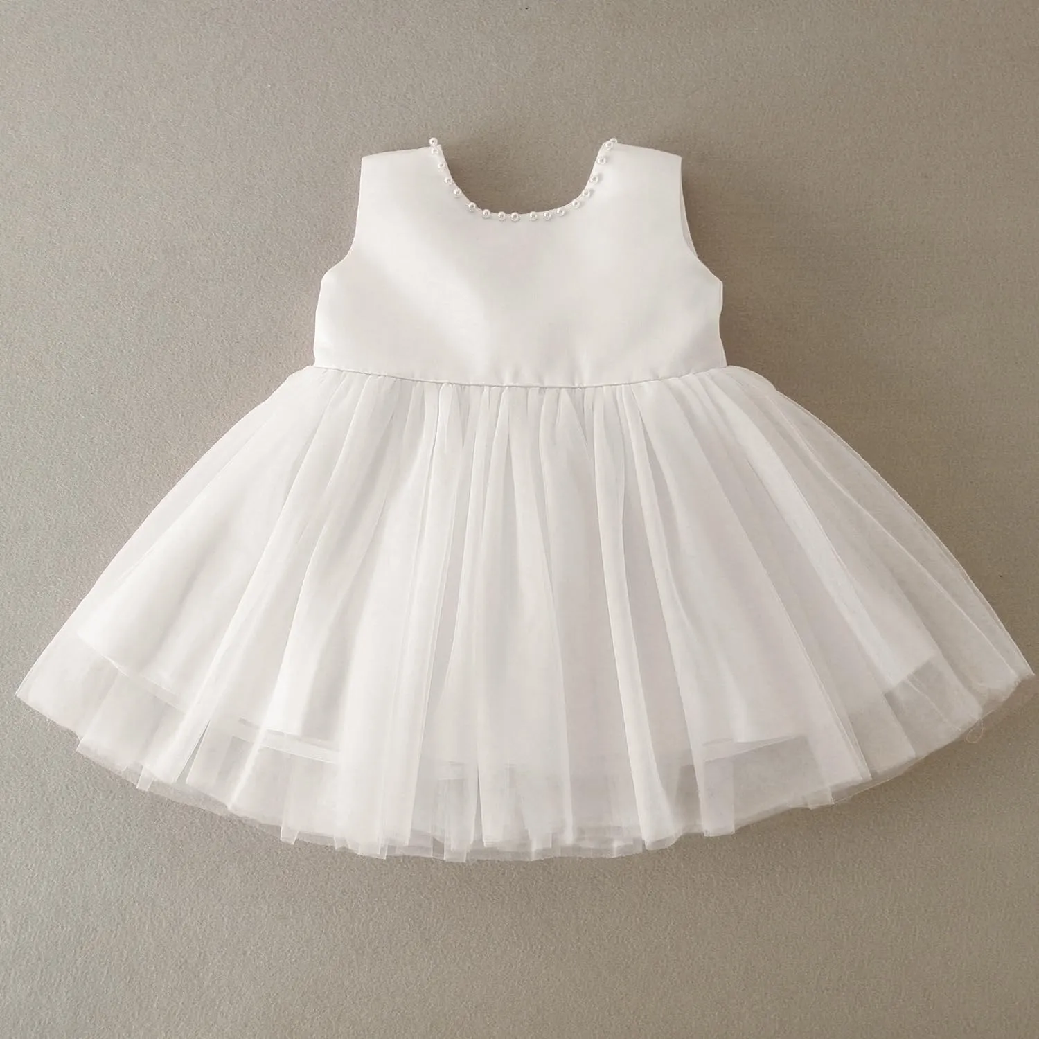 Baby Girls Formal Dress with Large Bowknot Tulle Backless Satin Party Birthday Baby Flower Girl Dresses