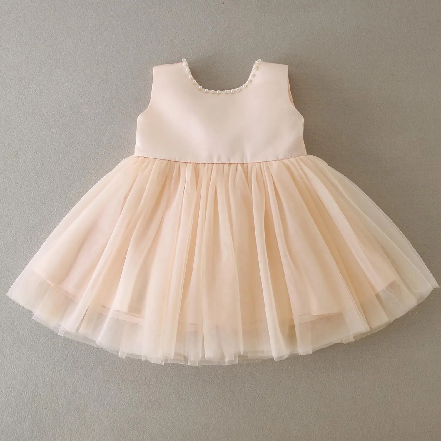 Baby Girls Formal Dress with Large Bowknot Tulle Backless Satin Party Birthday Baby Flower Girl Dresses