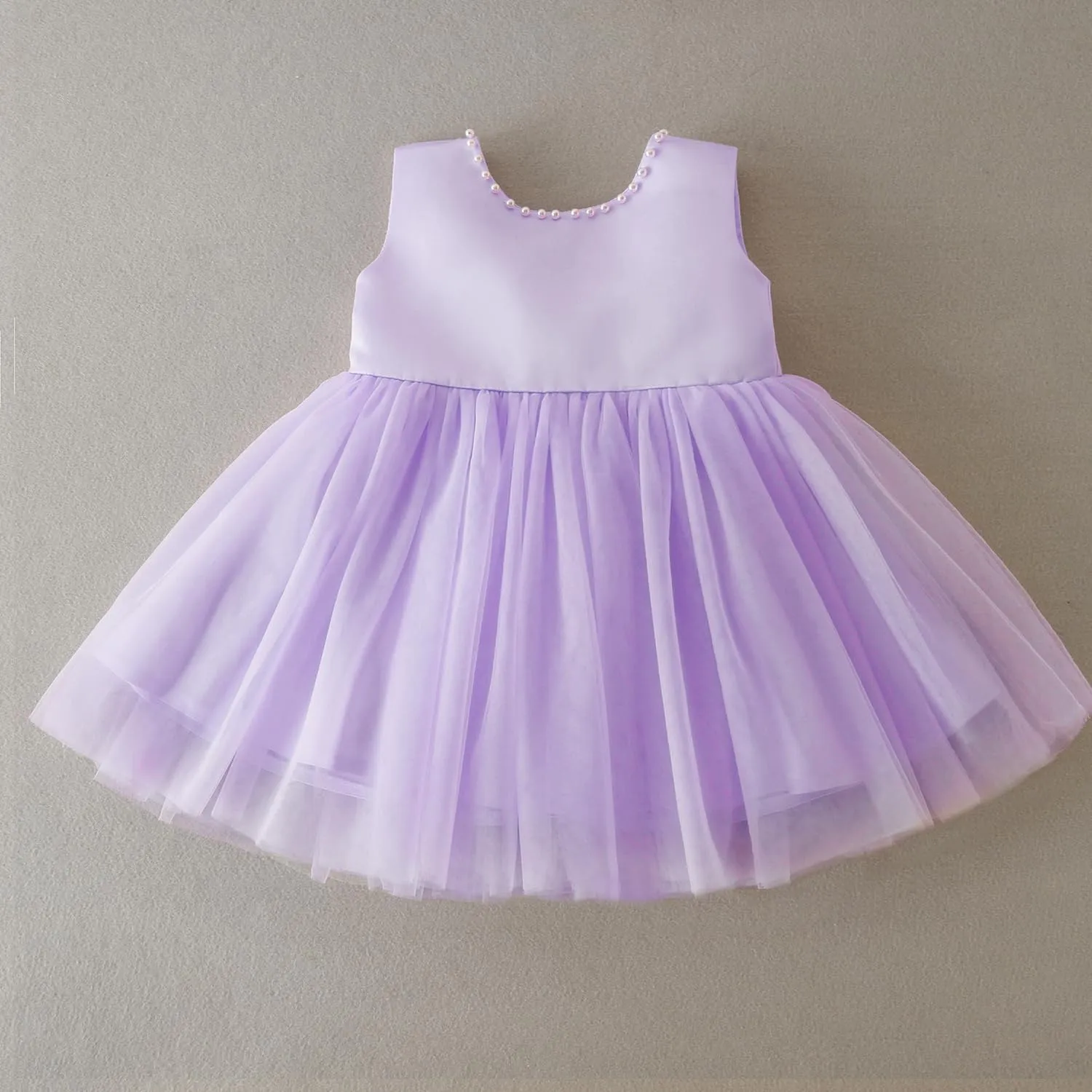 Baby Girls Formal Dress with Large Bowknot Tulle Backless Satin Party Birthday Baby Flower Girl Dresses