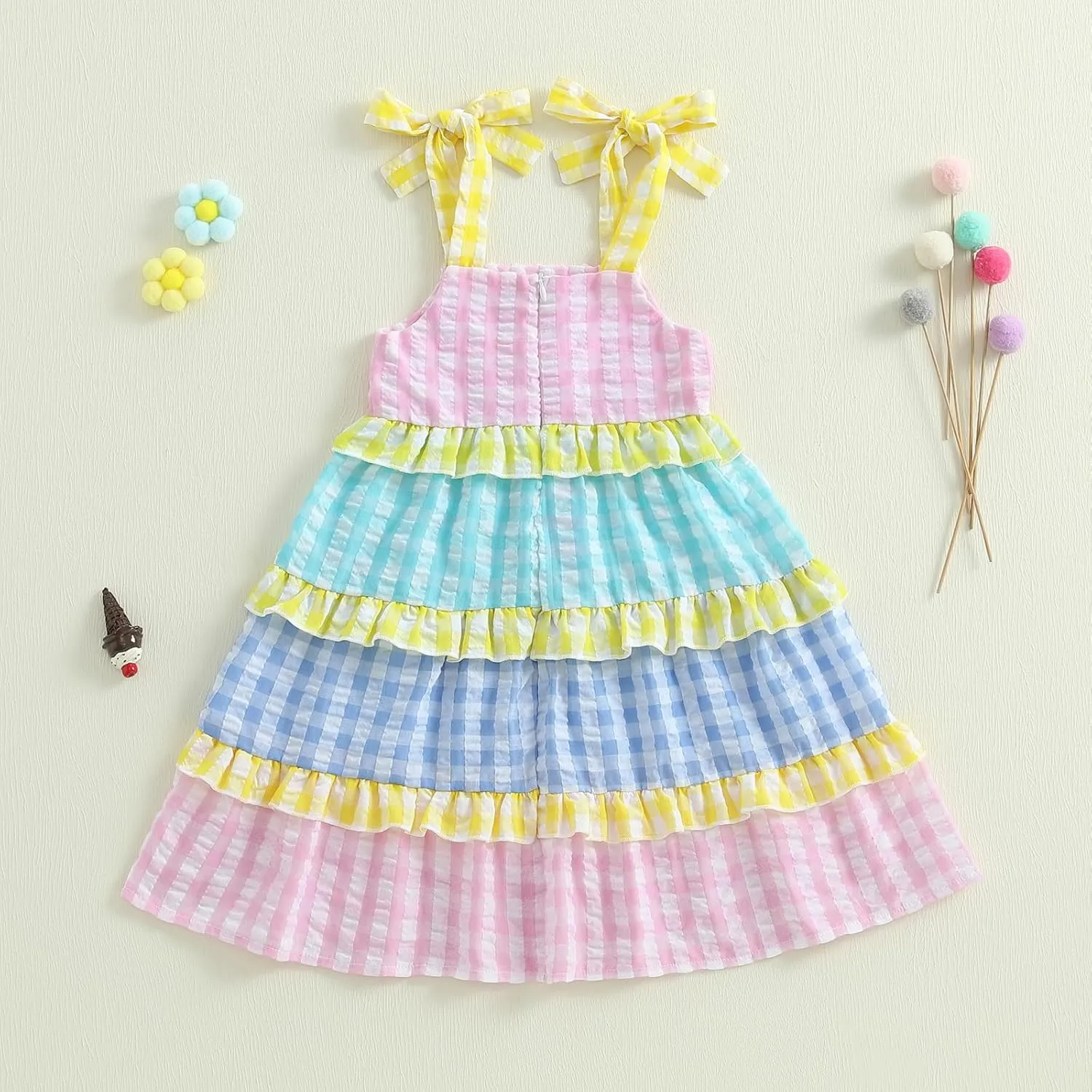 Baby Toddler Girl Dress Short Sleeves Flower Bubble Tulle Sundress Summer Casual Princess Dress