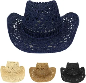 Beach Hats for Women Big 𝐒traw Wide Brim Summer Hat Floppy Foldable Roll up Cap Sun Hat UPF 50  (Black, One Size)