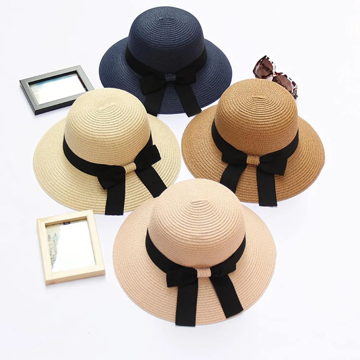Beach Hats for Women Wide Brim Sun Straw Hat for Women, UPF 50  UV Sun Protection Sun Hat Womens, Foldable Roll up Cap