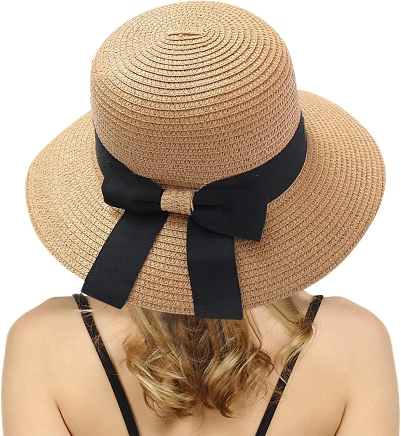 Beach Hats for Women Wide Brim Sun Straw Hat for Women, UPF 50  UV Sun Protection Sun Hat Womens, Foldable Roll up Cap