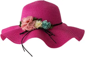 Beach Straw Hats for Women Sun Hat with Wide Brim Flower Summer Floppy Beach Hats Packable Floppy Straw Garden Hat