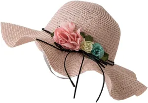 Beach Straw Hats for Women Sun Hat with Wide Brim Flower Summer Floppy Beach Hats Packable Floppy Straw Garden Hat