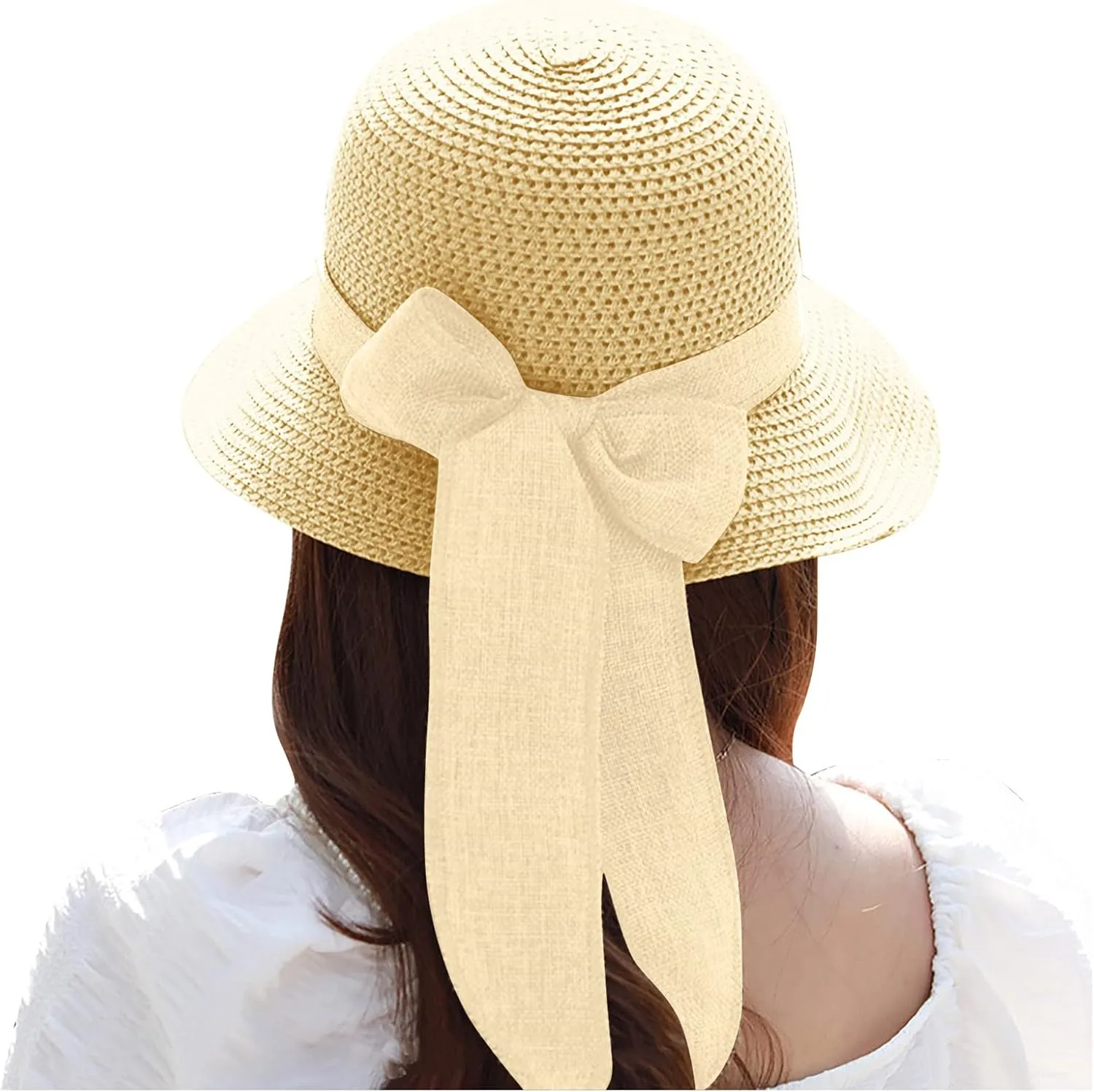 Beach Sun Hats for Women, 𝐒traw Hat for Women UPF 50  UV Sun Protection Wide Brim Summer Hat Foldable Roll up Cap