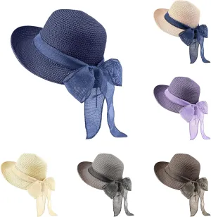 Beach Sun Hats for Women, 𝐒traw Hat for Women UPF 50  UV Sun Protection Wide Brim Summer Hat Foldable Roll up Cap