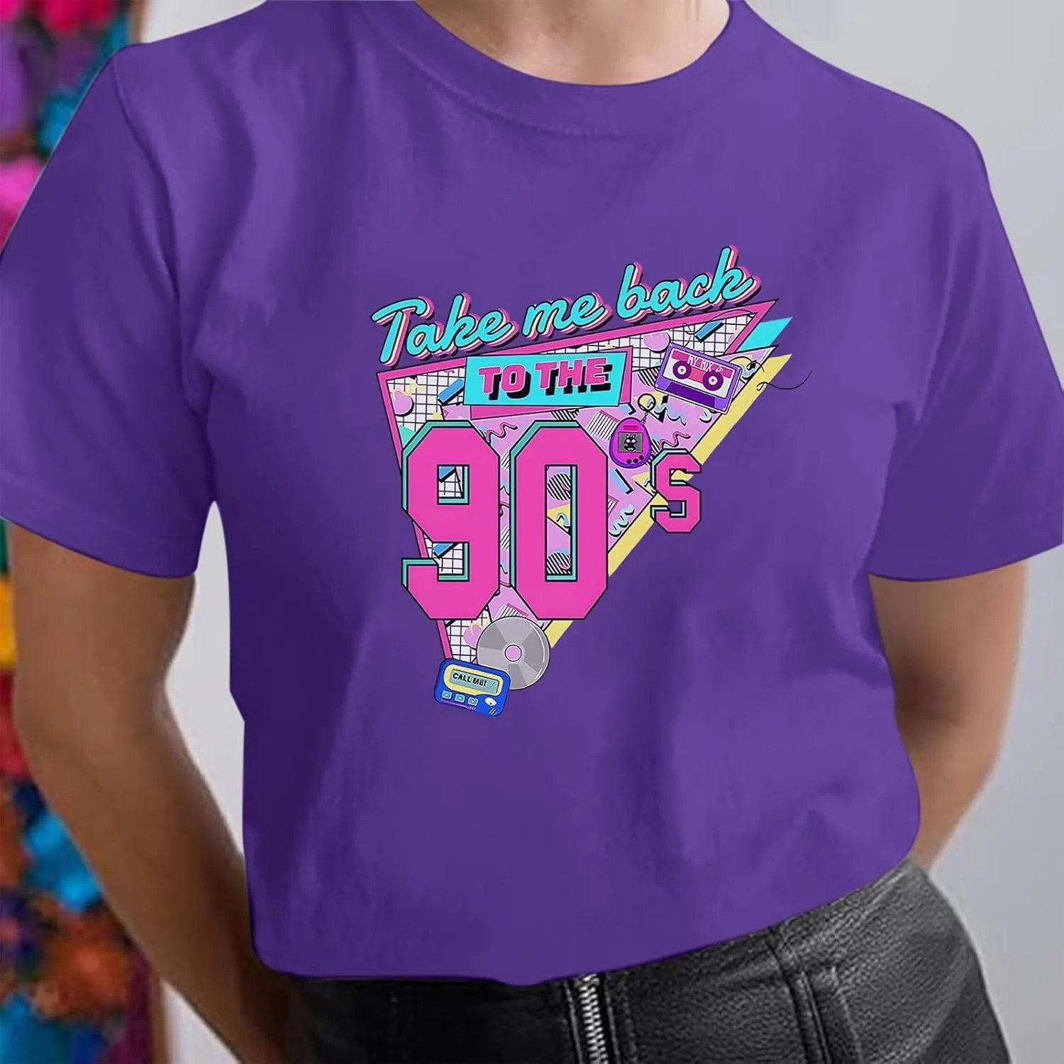 BINTEHGS 90s Outfit for Women Vintage Graphic Tees 90'S Outfits Shirts Woman Crew Neck Casual 90s Birthday Party Gift Clothes