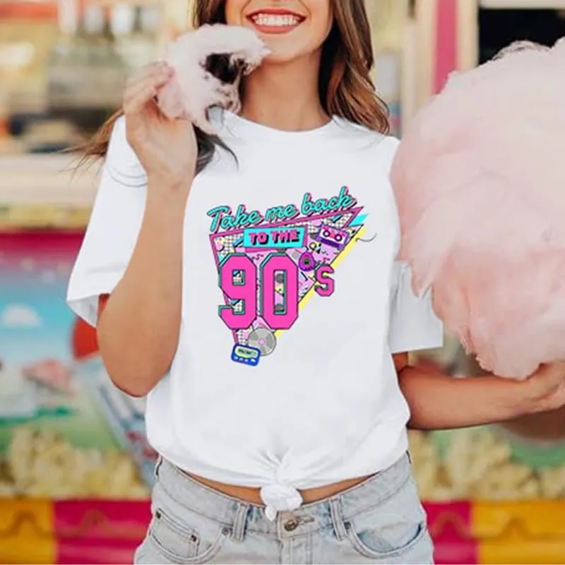 BINTEHGS 90s Outfit for Women Vintage Graphic Tees 90'S Outfits Shirts Woman Crew Neck Casual 90s Birthday Party Gift Clothes
