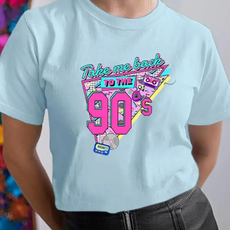 BINTEHGS 90s Outfit for Women Vintage Graphic Tees 90'S Outfits Shirts Woman Crew Neck Casual 90s Birthday Party Gift Clothes