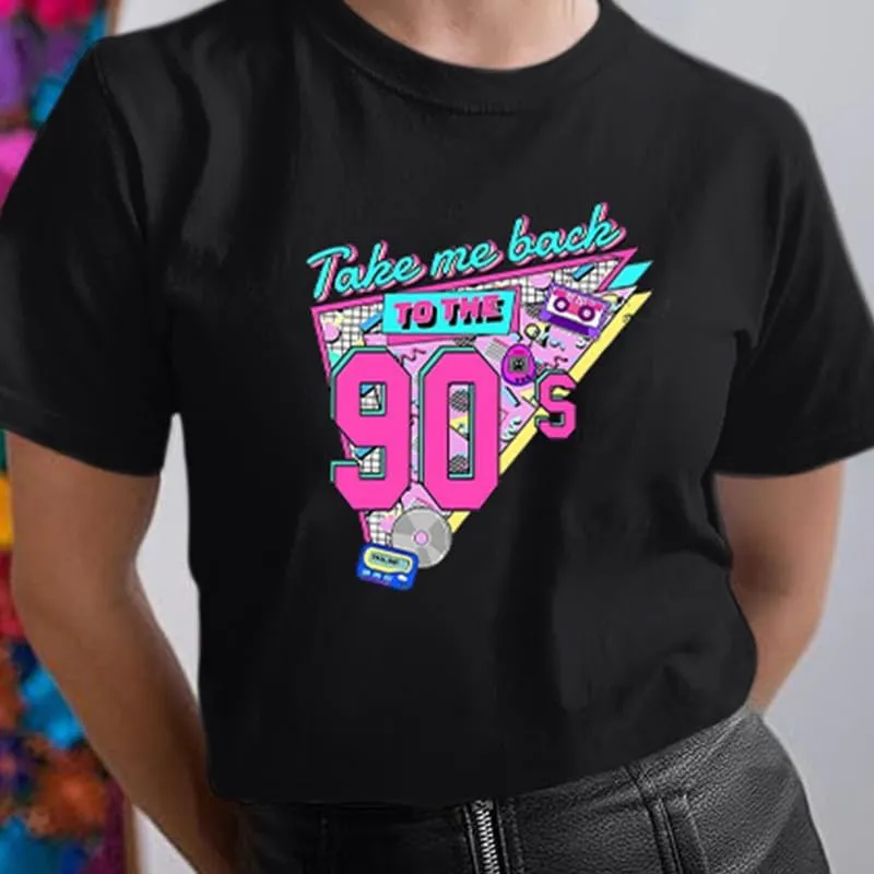 BINTEHGS 90s Outfit for Women Vintage Graphic Tees 90'S Outfits Shirts Woman Crew Neck Casual 90s Birthday Party Gift Clothes