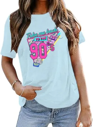 BINTEHGS 90s Outfit for Women Vintage Graphic Tees 90'S Outfits Shirts Woman Crew Neck Casual 90s Birthday Party Gift Clothes