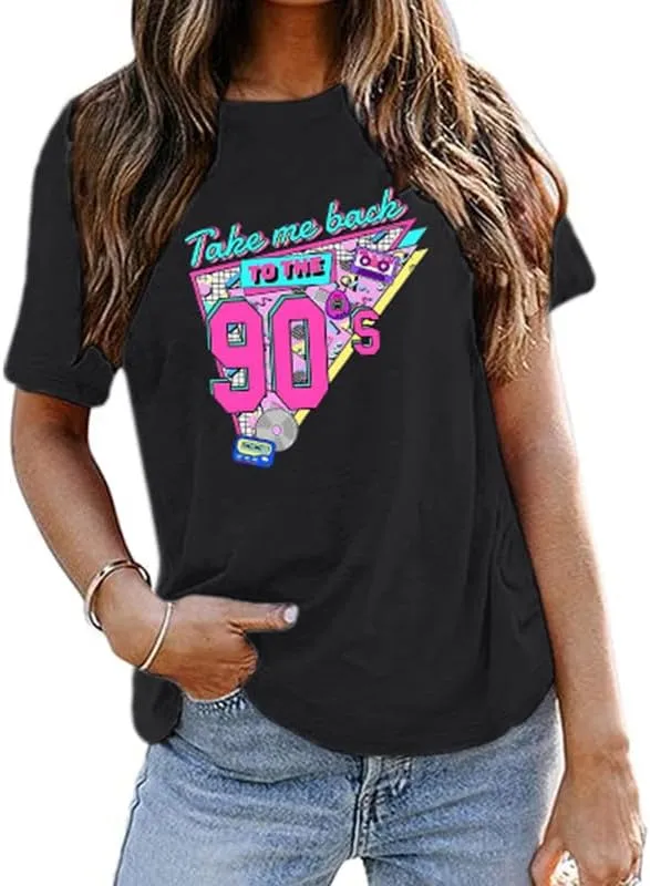 BINTEHGS 90s Outfit for Women Vintage Graphic Tees 90'S Outfits Shirts Woman Crew Neck Casual 90s Birthday Party Gift Clothes