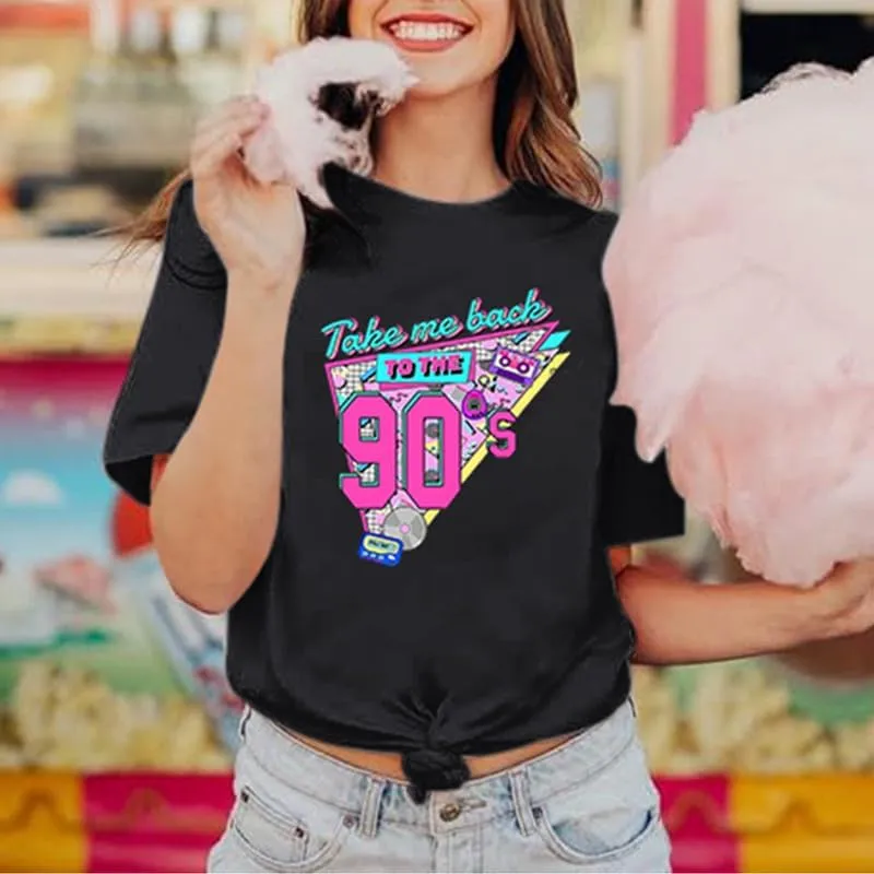 BINTEHGS 90s Outfit for Women Vintage Graphic Tees 90'S Outfits Shirts Woman Crew Neck Casual 90s Birthday Party Gift Clothes