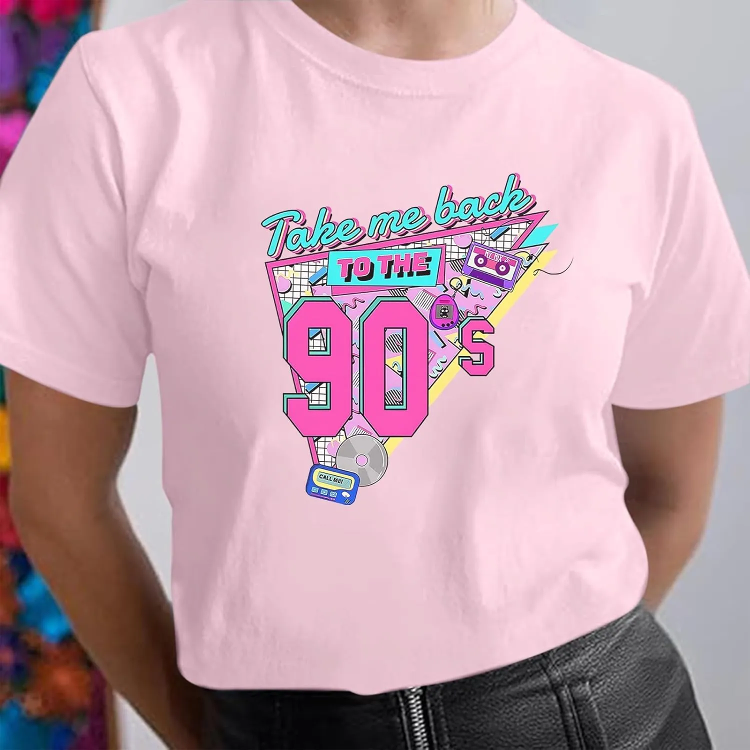 BINTEHGS 90s Outfit for Women Vintage Graphic Tees 90'S Outfits Shirts Woman Crew Neck Casual 90s Birthday Party Gift Clothes