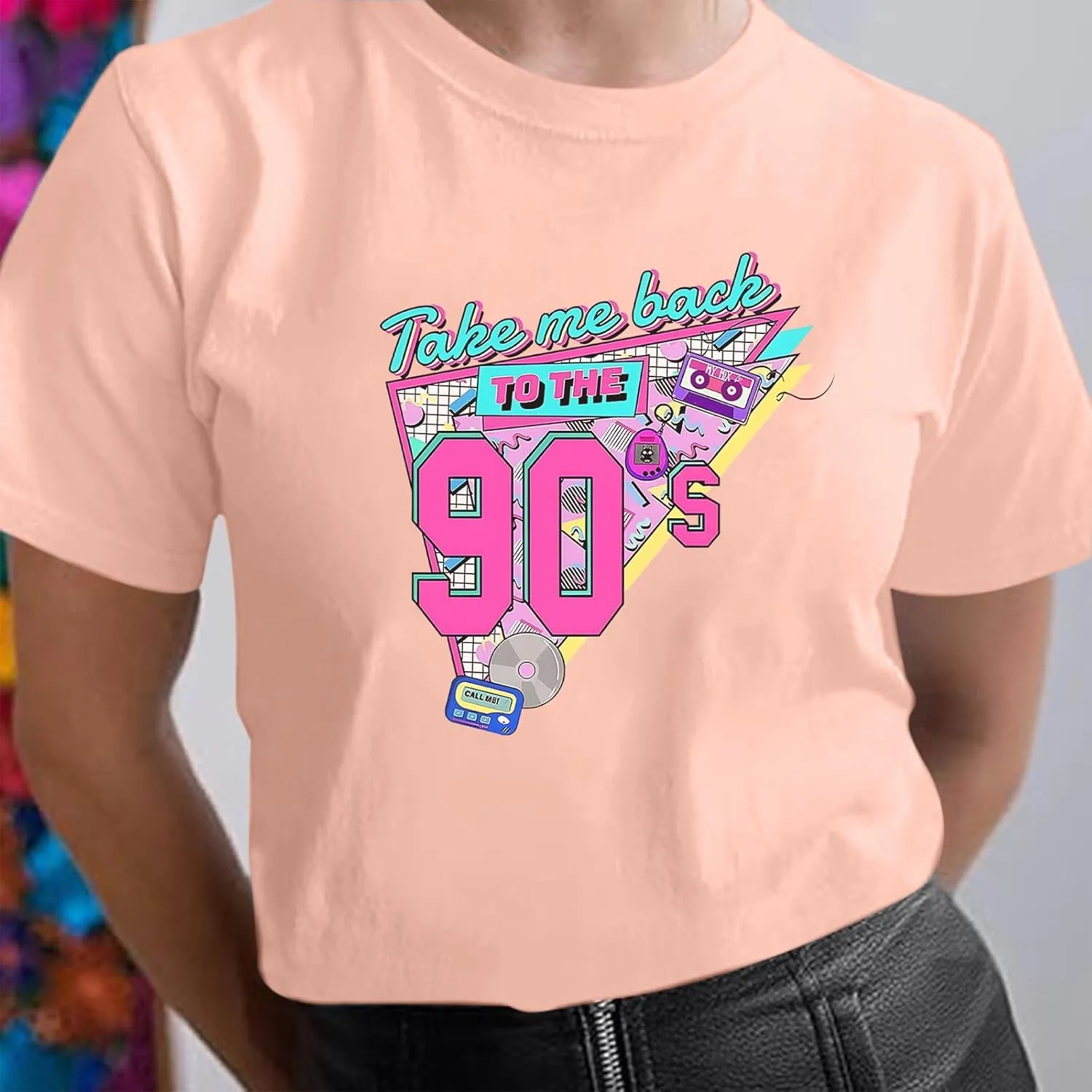 BINTEHGS 90s Outfit for Women Vintage Graphic Tees 90'S Outfits Shirts Woman Crew Neck Casual 90s Birthday Party Gift Clothes