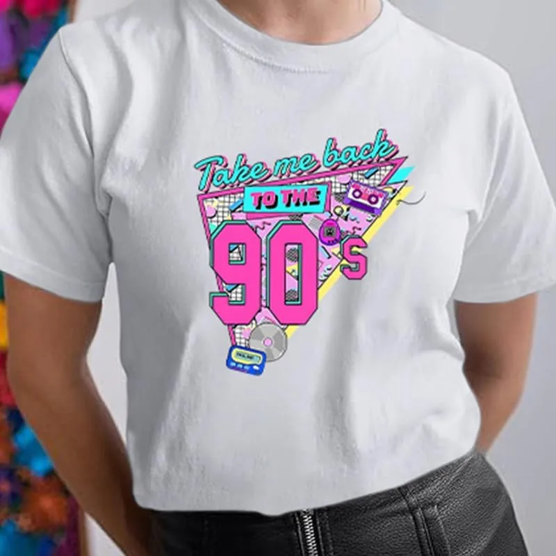 BINTEHGS 90s Outfit for Women Vintage Graphic Tees 90'S Outfits Shirts Woman Crew Neck Casual 90s Birthday Party Gift Clothes
