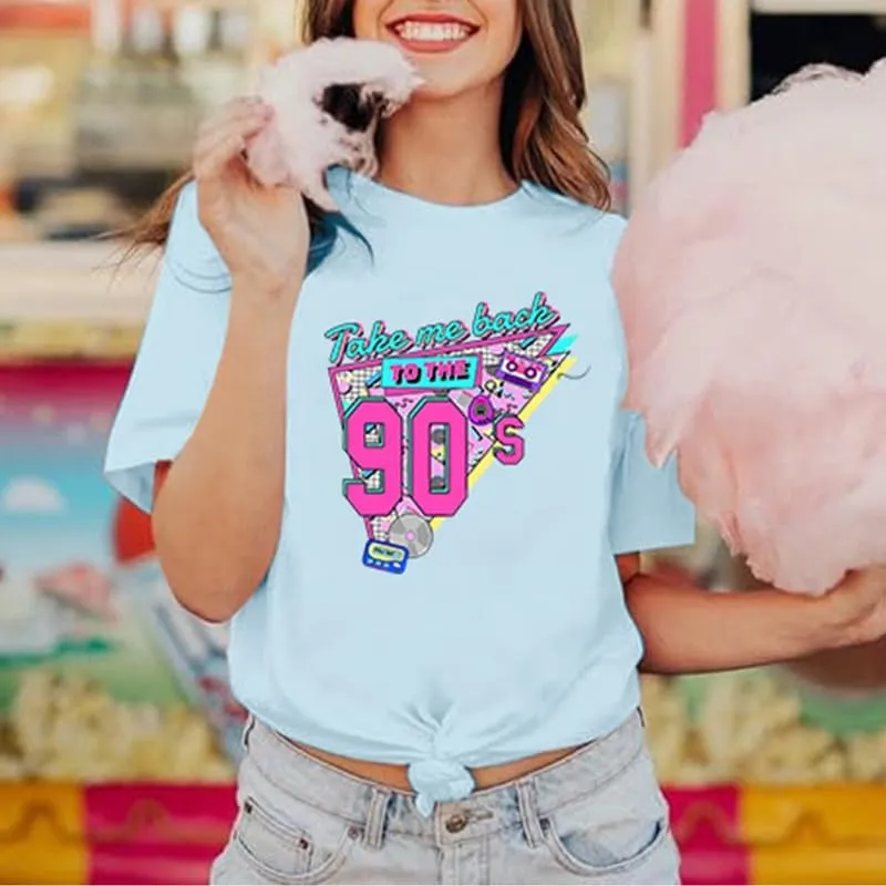 BINTEHGS 90s Outfit for Women Vintage Graphic Tees 90'S Outfits Shirts Woman Crew Neck Casual 90s Birthday Party Gift Clothes