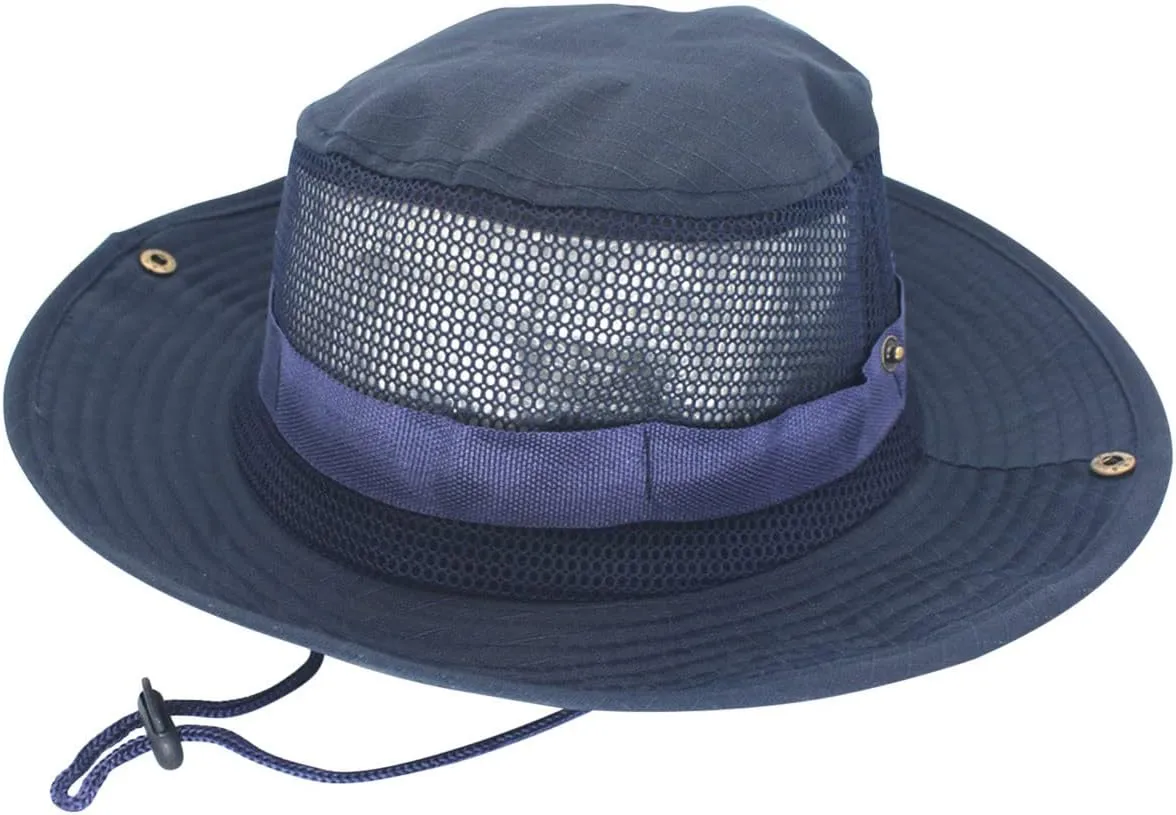 Breathable Mesh Safari Boonie Hat Men's Women's Sun Protection Wide Brim Bucket Hat Foldable Travel Outdoor Sun Hat