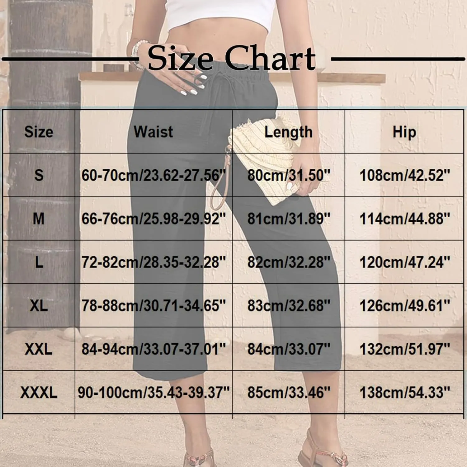 Capri Pants for Women Casual Summer Cotton Linen Straight Wide Leg Capris Drawstring Elastic Waist Cropped Trousers