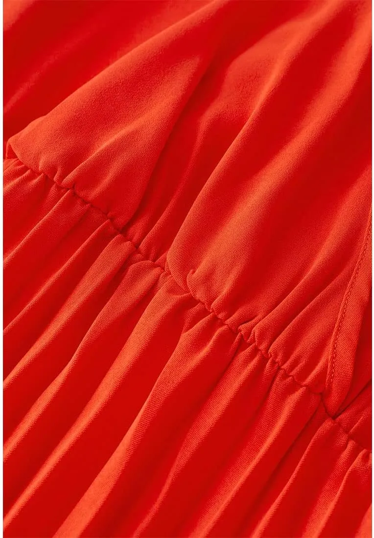 CHICWISH Women's Orange/Green/Black Sash Adorned Pleated Wrap Sleeveless Dress