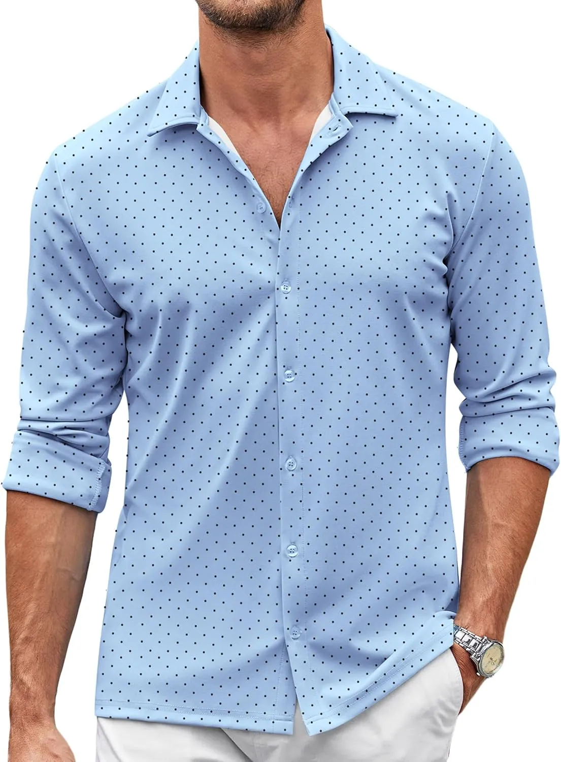 COOFANDY Men's Casual Button Down Shirt Wrinkle Free Shirts Long Sleeve Dress Shirt