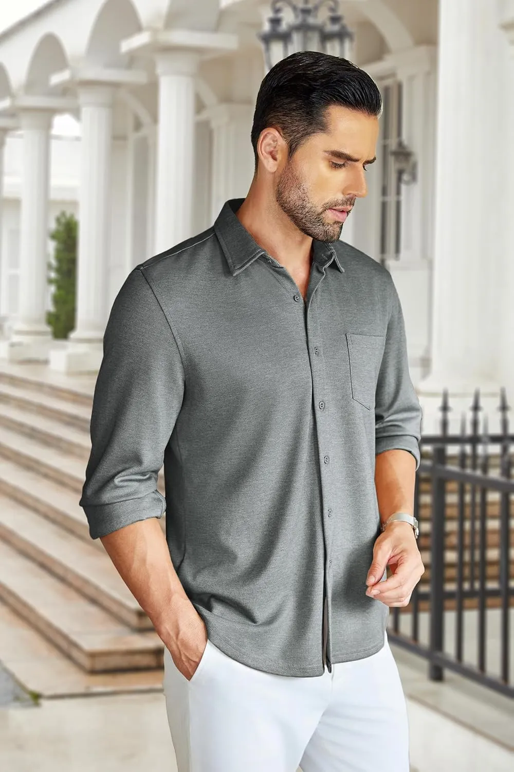 COOFANDY Men's Wrinkle Free Shirt Casual Button Down Long Sleeve Dress Shirts