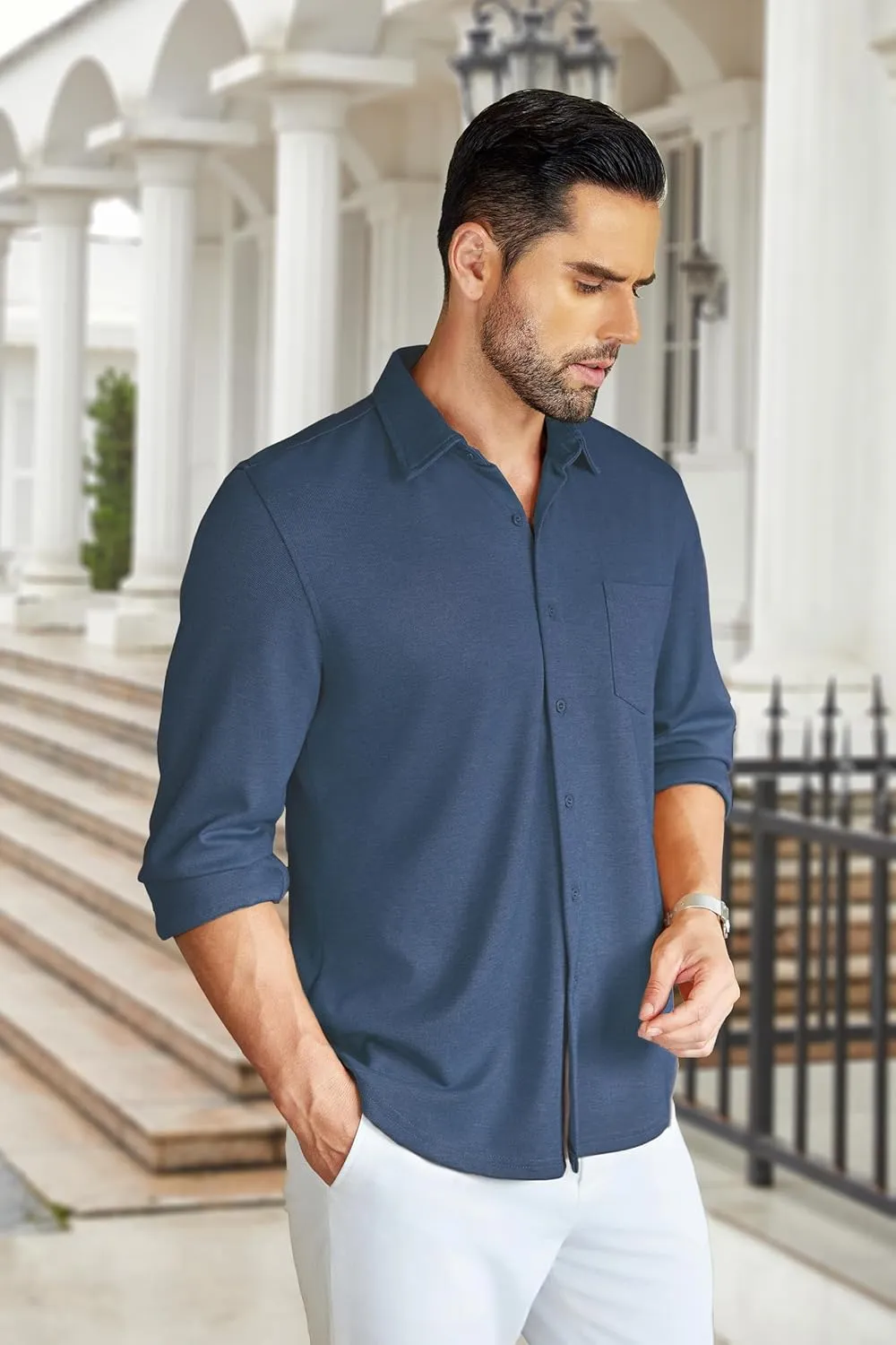 COOFANDY Men's Wrinkle Free Shirt Casual Button Down Long Sleeve Dress Shirts