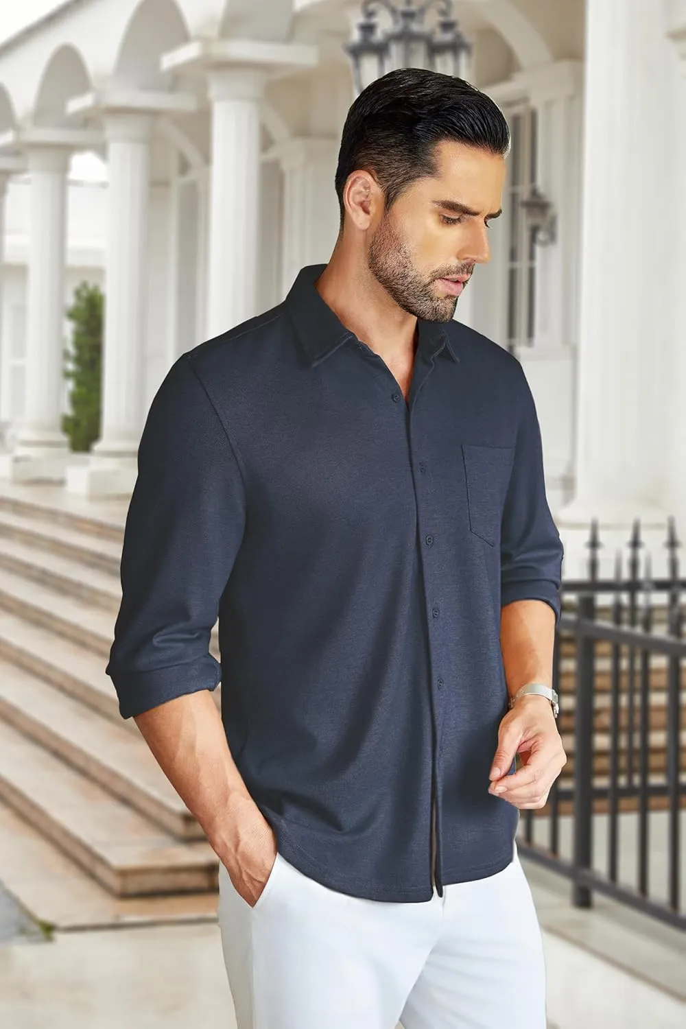 COOFANDY Men's Wrinkle Free Shirt Casual Button Down Long Sleeve Dress Shirts