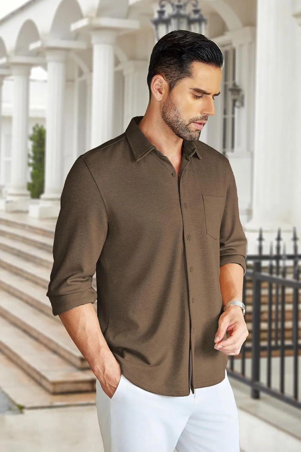 COOFANDY Men's Wrinkle Free Shirt Casual Button Down Long Sleeve Dress Shirts