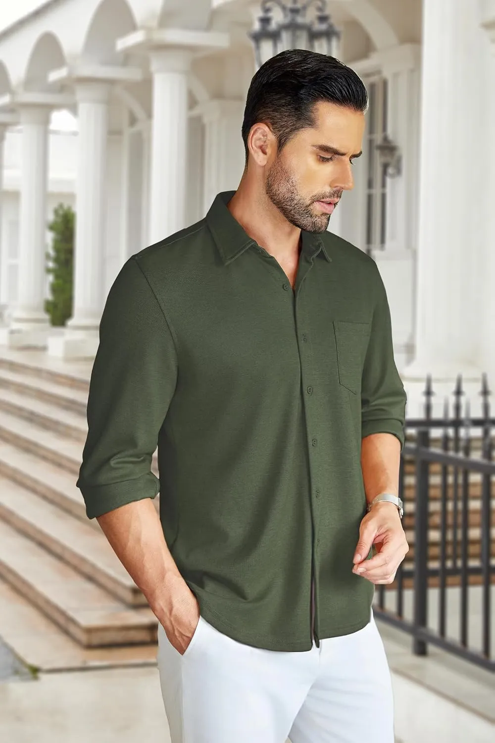 COOFANDY Men's Wrinkle Free Shirt Casual Button Down Long Sleeve Dress Shirts