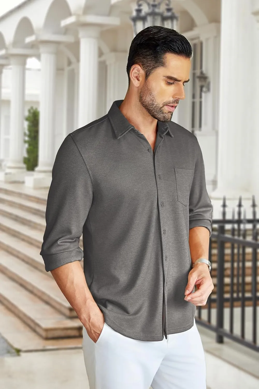 COOFANDY Men's Wrinkle Free Shirt Casual Button Down Long Sleeve Dress Shirts