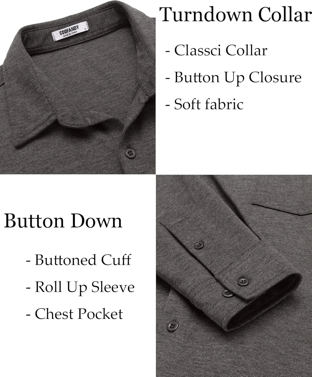 COOFANDY Men's Wrinkle Free Shirt Casual Button Down Long Sleeve Dress Shirts