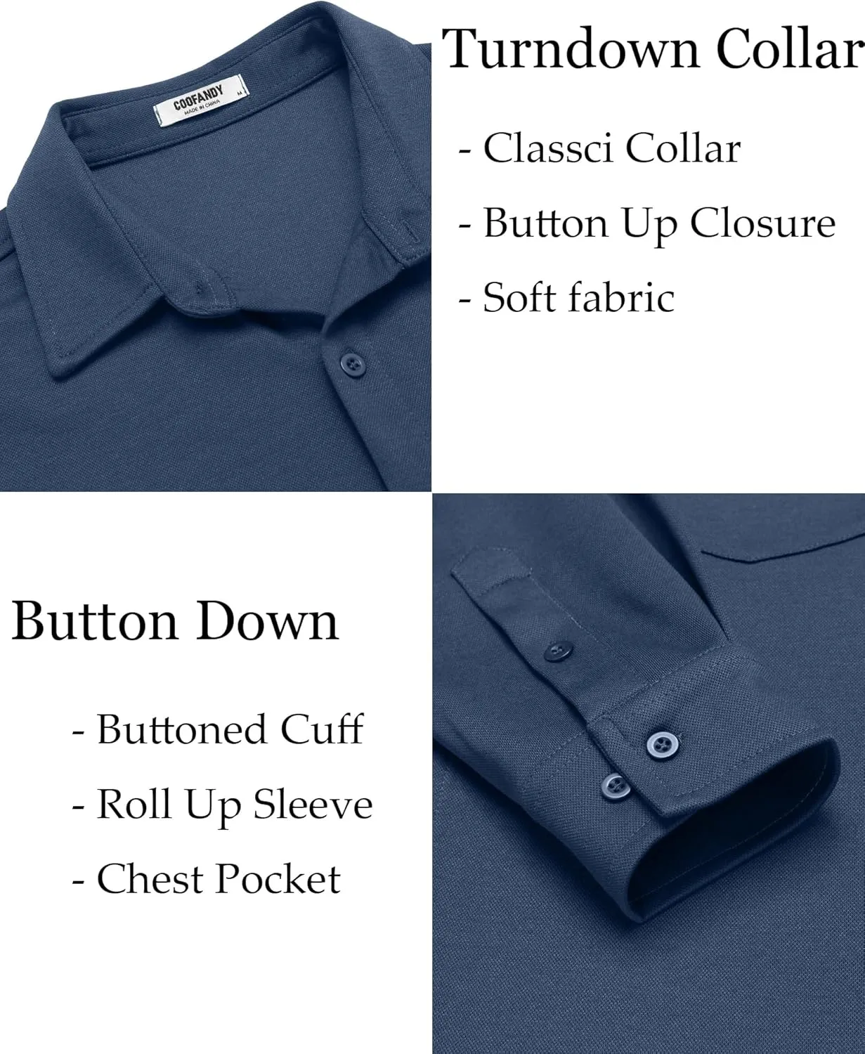 COOFANDY Men's Wrinkle Free Shirt Casual Button Down Long Sleeve Dress Shirts
