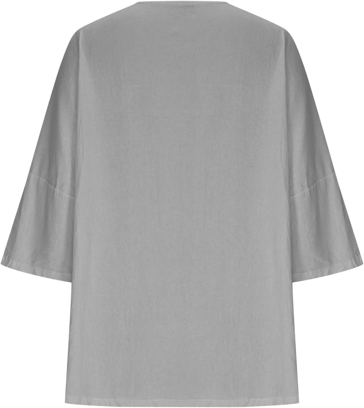 Cotton Linen Tops for Women Plus Size 3/4 Sleeve Casual Summer Blouse T Shirt Fashion Side Split Loose Tunic Shirts