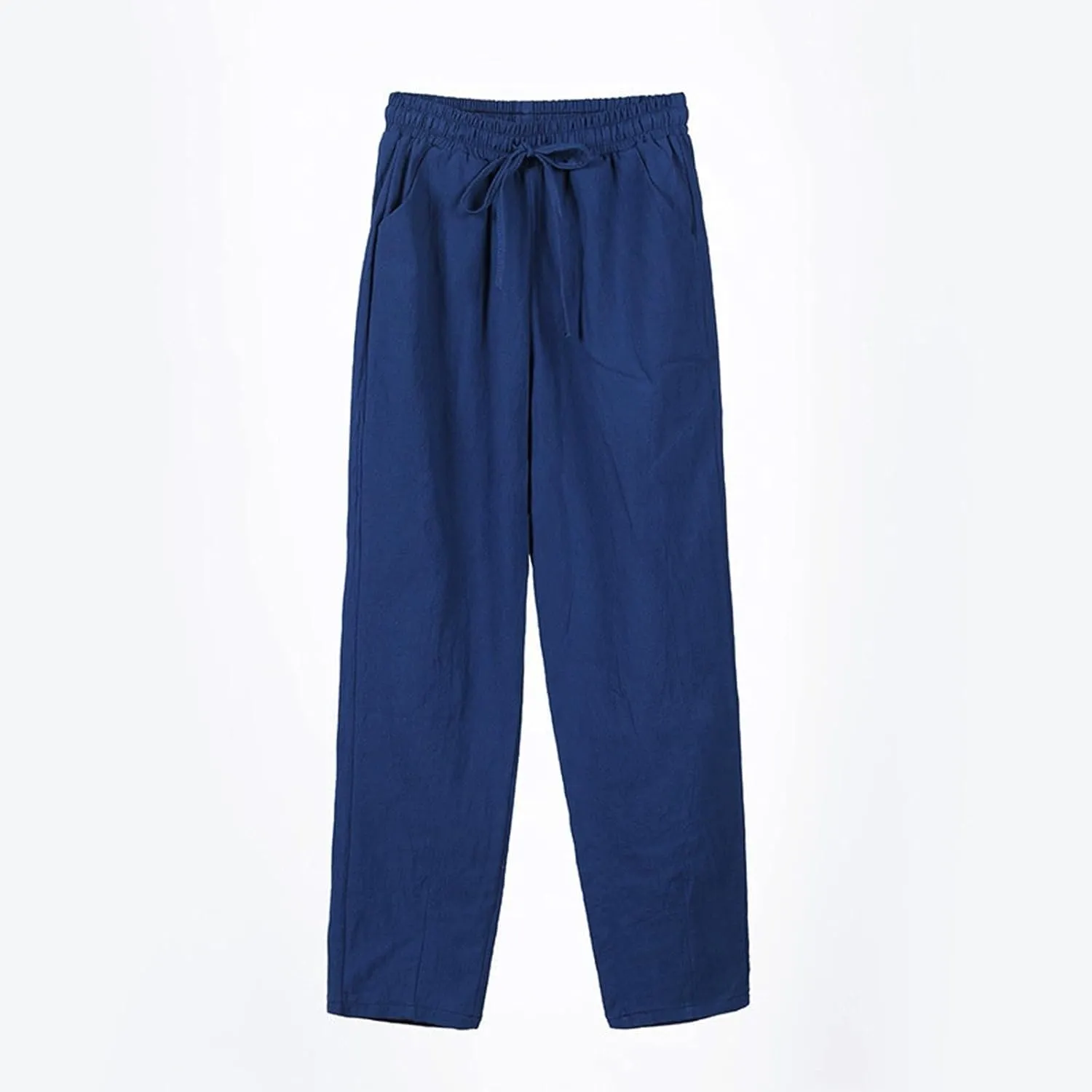 Cropped Linen Pants Women Summer Elastic Drawstring Waist Tapered Straight Leg Crop Pants Casual Beach Ankle Trousers