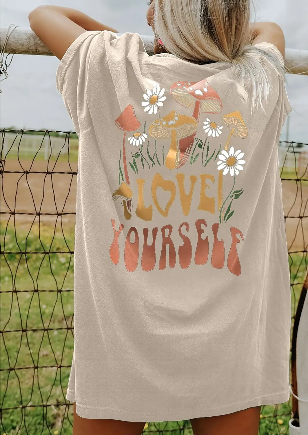 CSDAJIO Women's Trendy Oversized T Shirt Graphic Tee Crewneck Short Sleeve Loose Cute Going Out Summer Tops