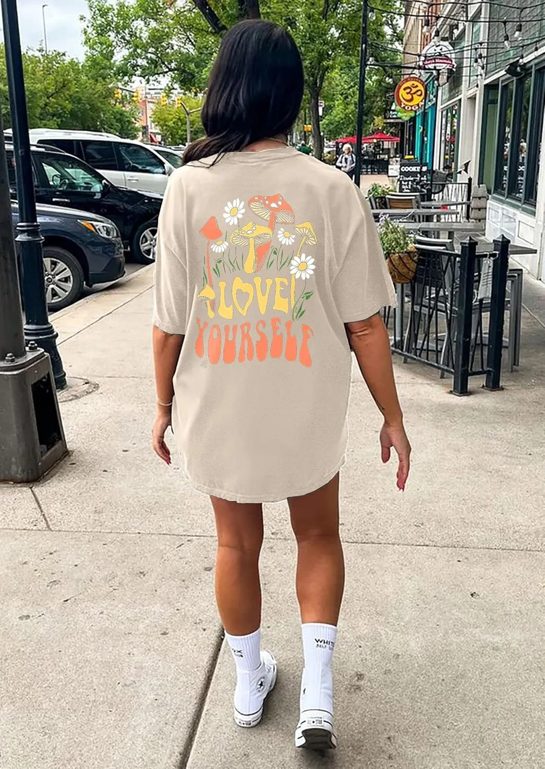 CSDAJIO Women's Trendy Oversized T Shirt Graphic Tee Crewneck Short Sleeve Loose Cute Going Out Summer Tops