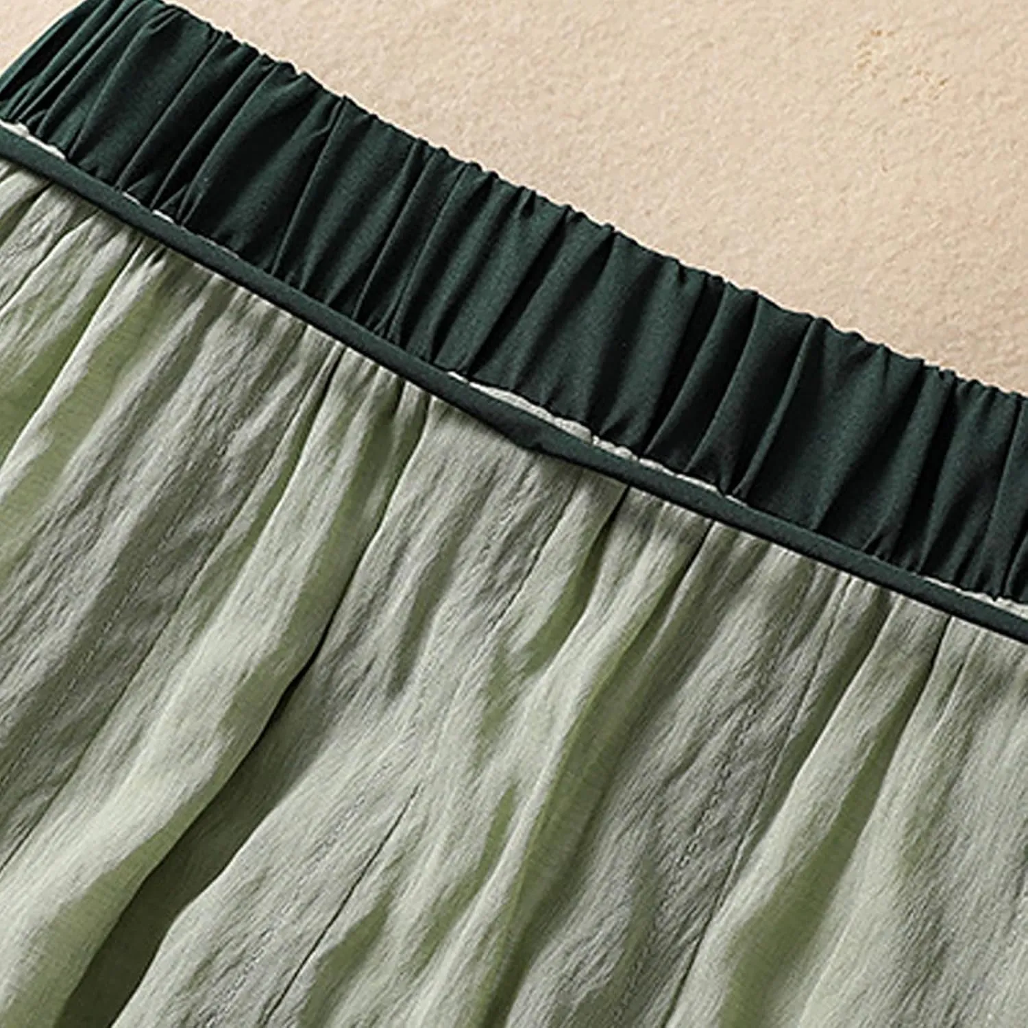 DDAPJ pyju Women's Cotton Linen Maxi Skirt with Tassel Tie Waist Summer Casual Double Layer Elastic Waist A-Line Flowy Skirts